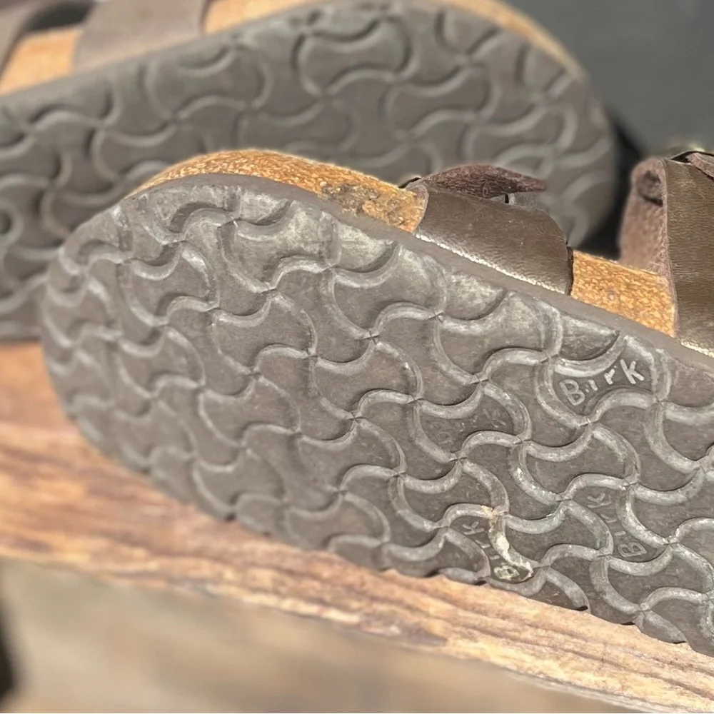 Birkenstock Brown Leather Sandals with Adjustable Buckles - Picture 4 of 5